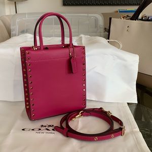 Coach Mini Cashin Leather Tote with Crystal Rivets Color Hyacinth